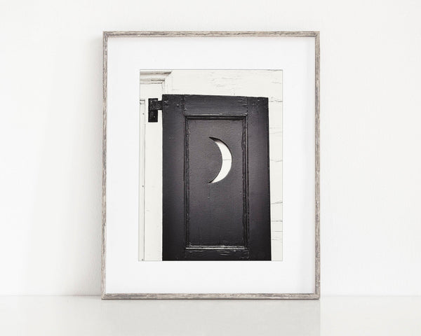 Whimsical Outhouse Shutter Moon Print for Bathroom Decor