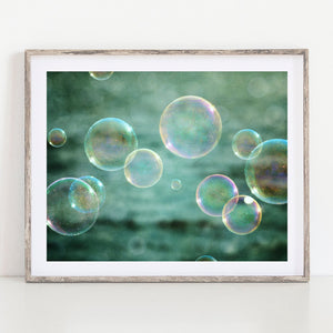 Lisa Russo Fine Art Bathroom & Laundry Room Aqua and Teal Bubbles
