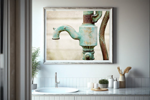 Lisa Russo Fine Art Bathroom & Laundry Room Aqua and Teal Pitcher Pump