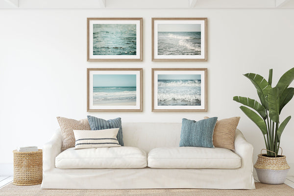 Aqua Seascapes Art Prints Set of 4 - Coastal Home Decor