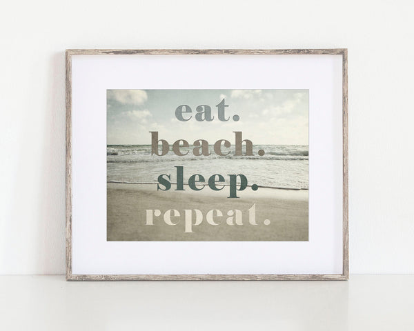 Funny Beach Lovers Beach Print - Eat Beach Sleep Repea