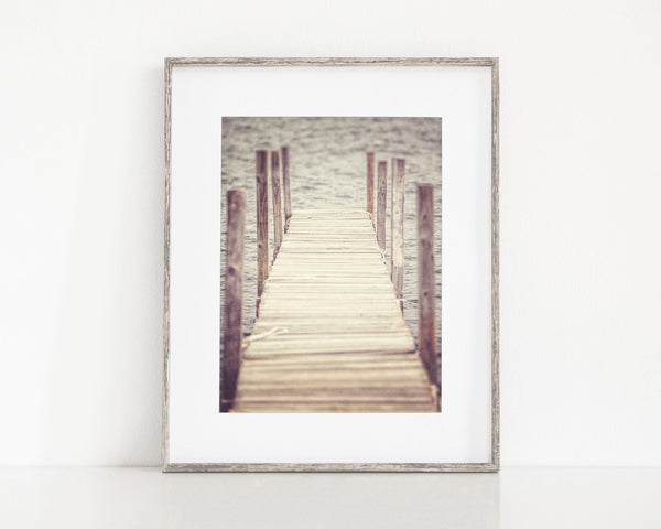 Lake George Dock - Neutral Lodge Rustic Wall Art for Home Decor