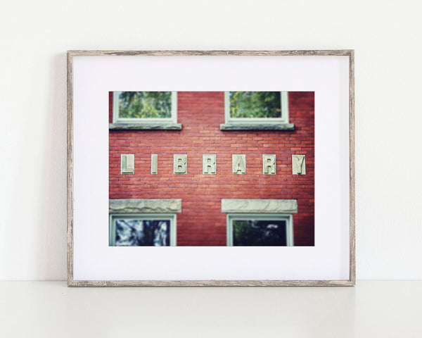 Vintage County Library Architecture Print - Great Gift for Teacher