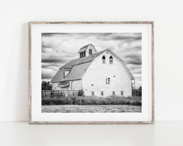 Country Farmhouse White Barn Landscape Print