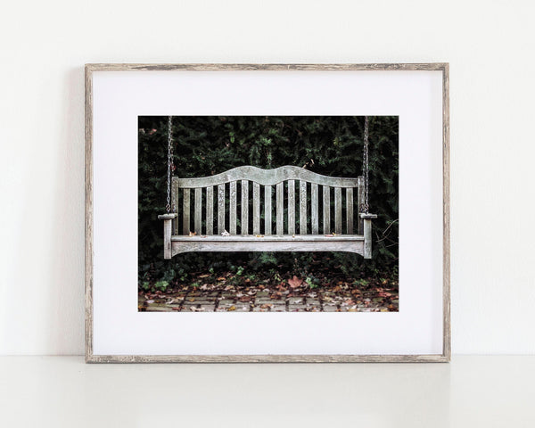 Fall Bench for Country Home Decor Print - Nostalgic and Peaceful