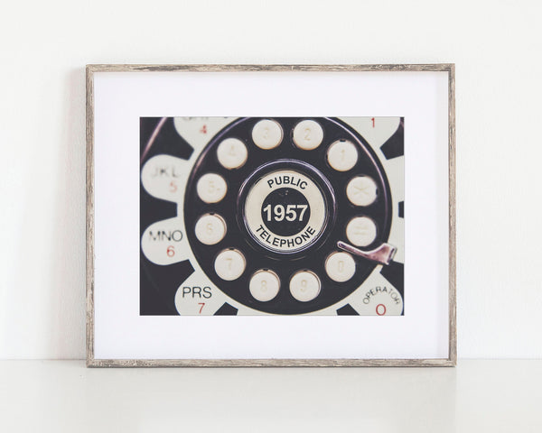 Retro 1957 Public Telephone Print for Home or Office - Mid-Century Modern