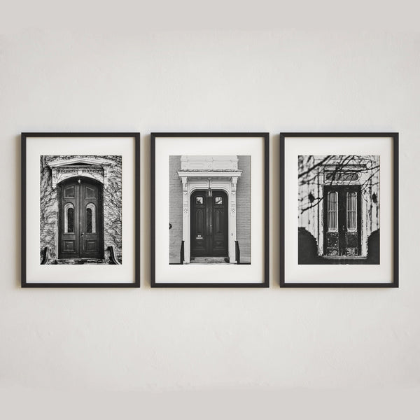 Rustic Old Door Prints Set of 3 - Foyer Hallway or Kitchen Decor