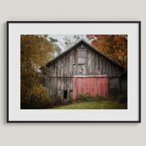 Lisa Russo Fine Art Farmhouse Decor Autumn Farmhouse Wall Art Print - Grey Barn in Fall Landscape