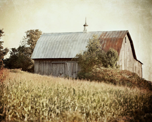 Harvest Barn Landscape Art Print - Rural Country Decor