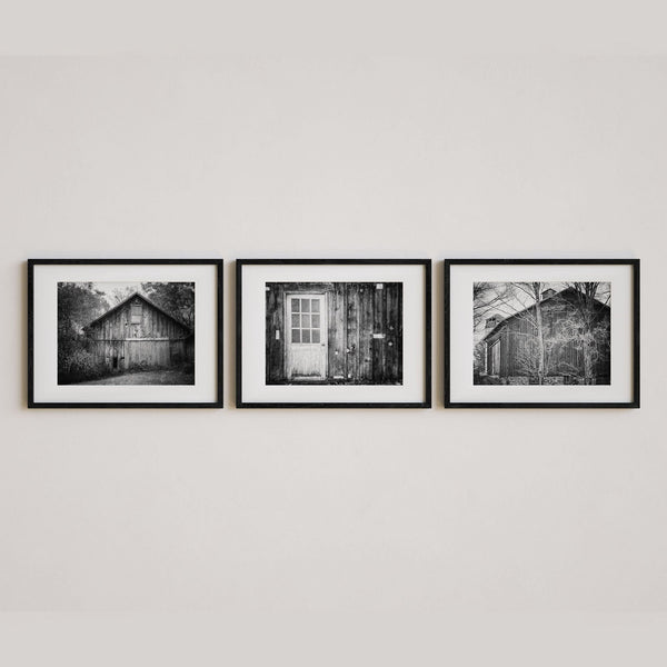 Farmhouse Art Prints - Set of 3 Red Barn Landscapes for Home Decor