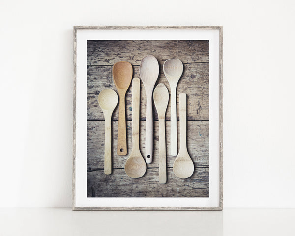 Lisa Russo Fine Art Kitchen Decor Country Spoons Art Print for Kitchen Decor - Rustic Farmhouse Style