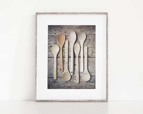 Farmhouse Kitchen Wall Art - Vintage Wooden Spoons Photography Print