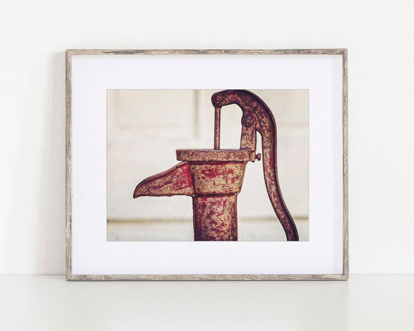 Red Pitcher Pump Print for Bathroom, Kitchen or Laundry Room