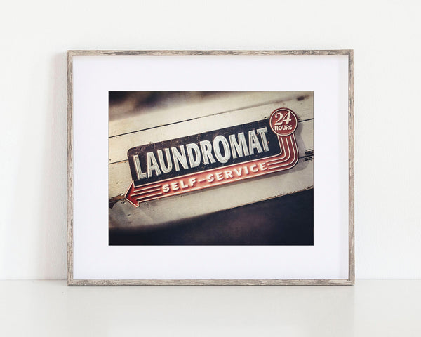 Retro Laundromat Sign Art Print - Vintage Laundry Room Decor