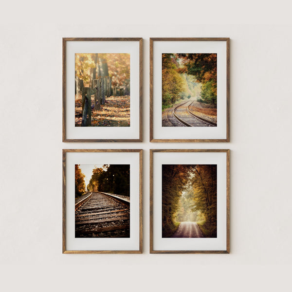 Fall Forward Set of 4 Art Prints - Autumn Home Decor