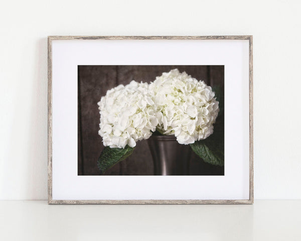 Country Style White Hydrangea Art Print - Beautiful Floral Decor