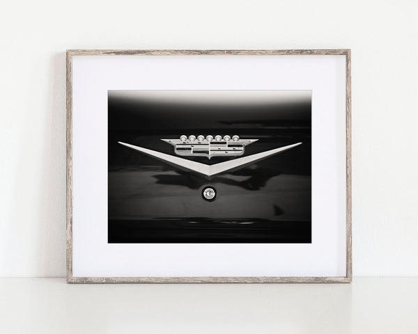 Vintage 1950s Cadillac Crown Print - Black and White Mid-Century Modern Car