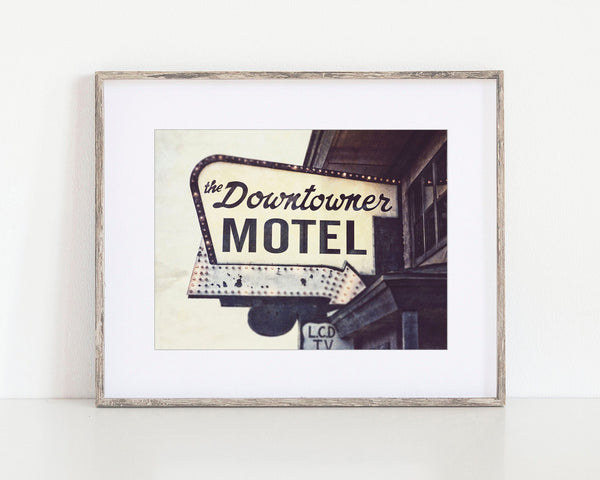 Retro Industrial Wall Art Print - Arizona Route 66 Downtowner Motel