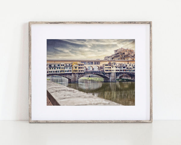 Italy Landscape Print - Florence Ponte Vecchio Bridge