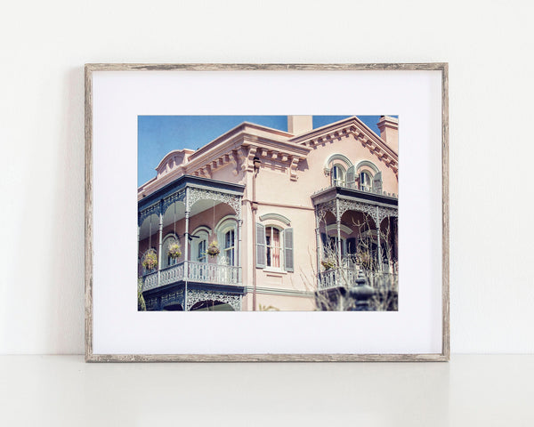New Orleans French Quarter Print - Pink Corner House