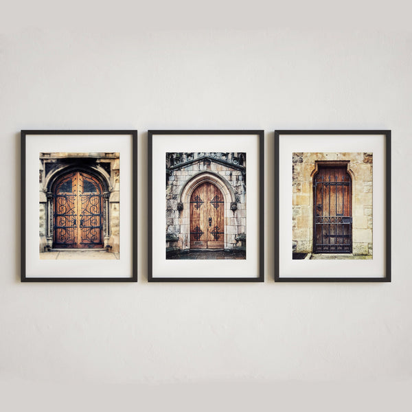 Worldly Doors Art Prints Set of 3 - Brown and Black