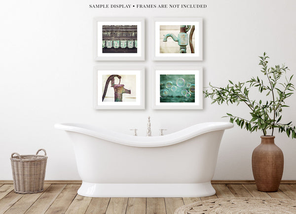 Bathroom Art Prints - Set of 4 Aqua and Teal Prints