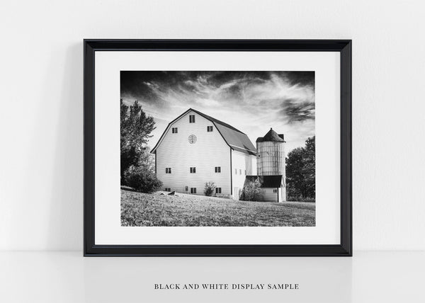 White Barn Landscape Print - Perfect for Farmhouse Decor