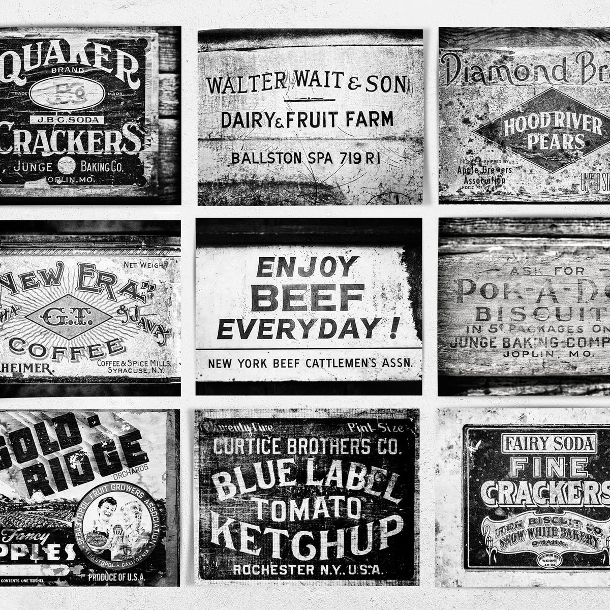 kitchen-wall-gallery-set-of-9-vintage-mercantile-crate-black-and-white-prints-or-canvas-lisa-russo-fine-art for Free Black And White Kitchen Printables Kitchen Wall Gallery Set of 9 Vintage Mercantile Crate Black and White Prints or Canvas - Lisa Russo Fine Art for Free Black And White Kitchen Printables