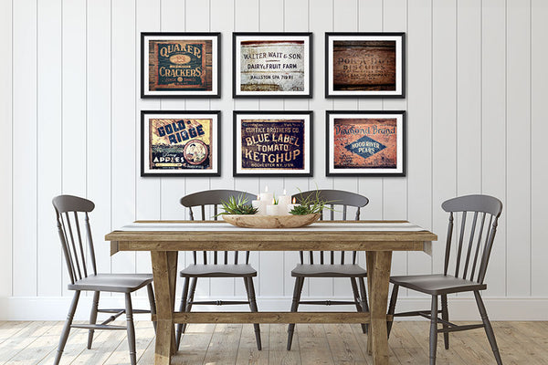 Rustic Farmhouse Kitchen Art Prints Set of 6 - Warm Brown and Beige
