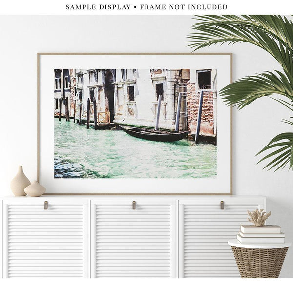 Venice Canal with Iconic Boat Print - Italy Landscape Art for Home Decor