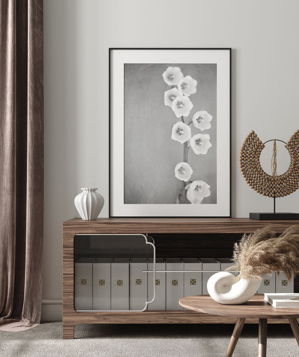 Black and White Lily of the Valley Minimalist Art for Modern Decor