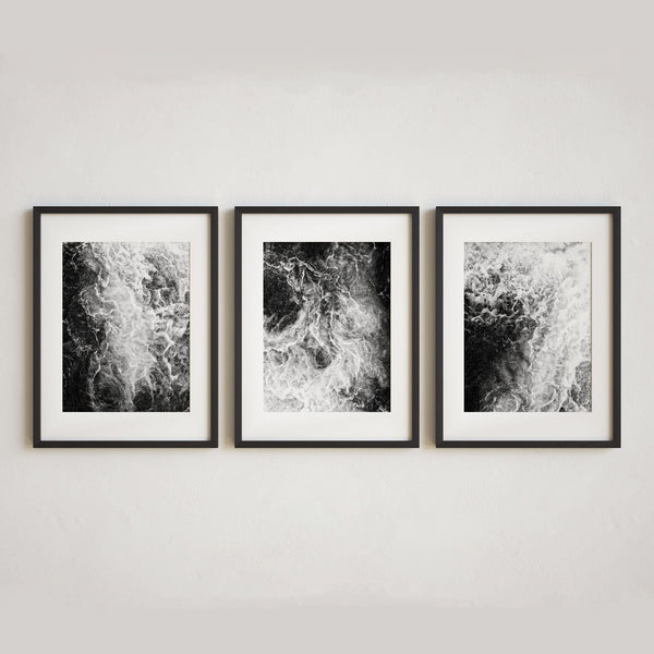 Black and White Swirl Abstract Art Prints Set of 3