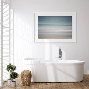 Lisa Russo Fine Art Abstract Art Coastal Abstract Wall Art - Modern Ocean Print in Pastel Blue Beige White