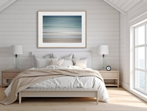 Lisa Russo Fine Art Abstract Art Coastal Abstract Wall Art - Ocean Print in Pastel Blue Beige White