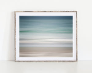 Lisa Russo Fine Art Abstract Art Coastal Abstract Wall Art - Modern Ocean Print in Pastel Blue Beige White