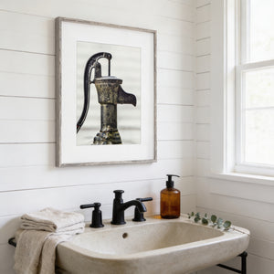 Lisa Russo Fine Art Bathroom Decor Rustic Black Vertical Pitcher Pump Wall Decor - Bathroom Kitchen Laundry Room
