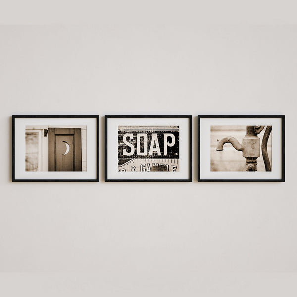 Lisa Russo Fine Art Bathroom & Laundry Room Aqua and Black Soap, Moon & Pump