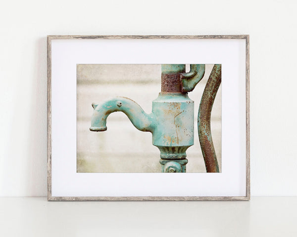 Farmhouse Bathroom, Laundry Room or Kitchen Decor - Vintage Aqua Water Pump