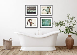 Lisa Russo Fine Art Bathroom & Laundry Room Bathroom Art Prints - Set of 4 Aqua and Teal Prints