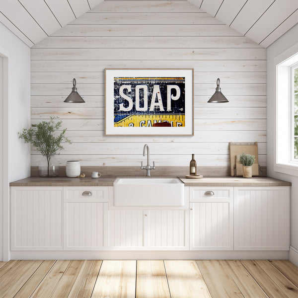 Lisa Russo Fine Art Bathroom & Laundry Room Black and White Soap Print for Bathroom, Kitchen or Laundry Room