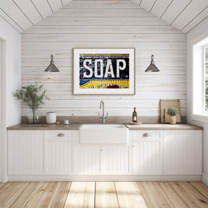 Lisa Russo Fine Art Bathroom & Laundry Room Black and White Soap Print for Bathroom, Kitchen or Laundry Room