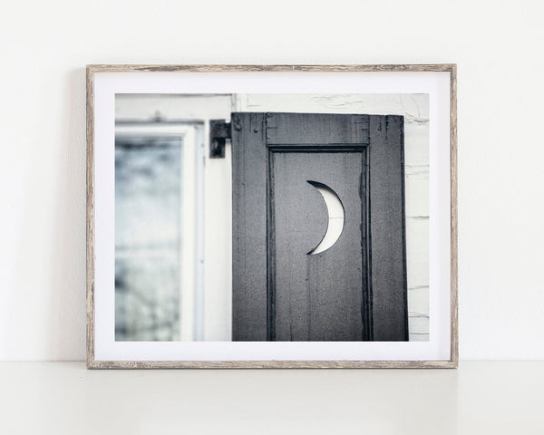 Lisa Russo Fine Art Bathroom & Laundry Room Blue Outhouse Moon