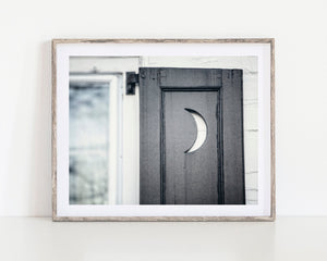 Lisa Russo Fine Art Bathroom & Laundry Room Blue Outhouse Moon