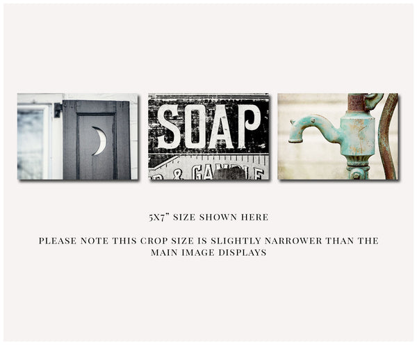 Lisa Russo Fine Art Bathroom & Laundry Room Farmhouse Bathroom Art Prints Set of 3 - Rustic Home Decor