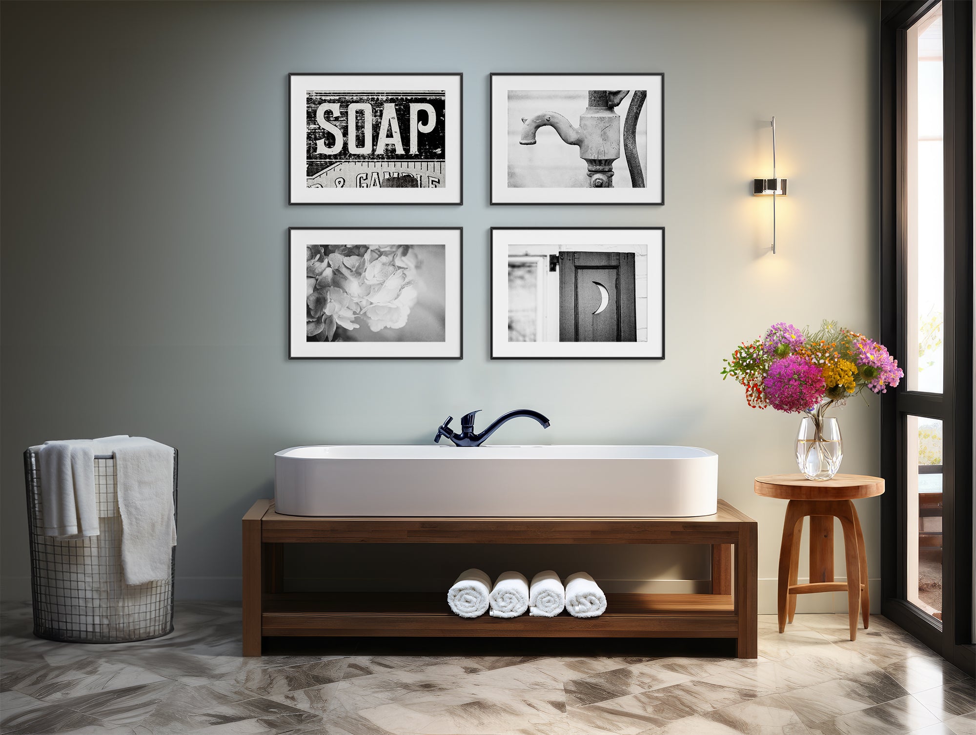 Black And White Bathroom Wall Art