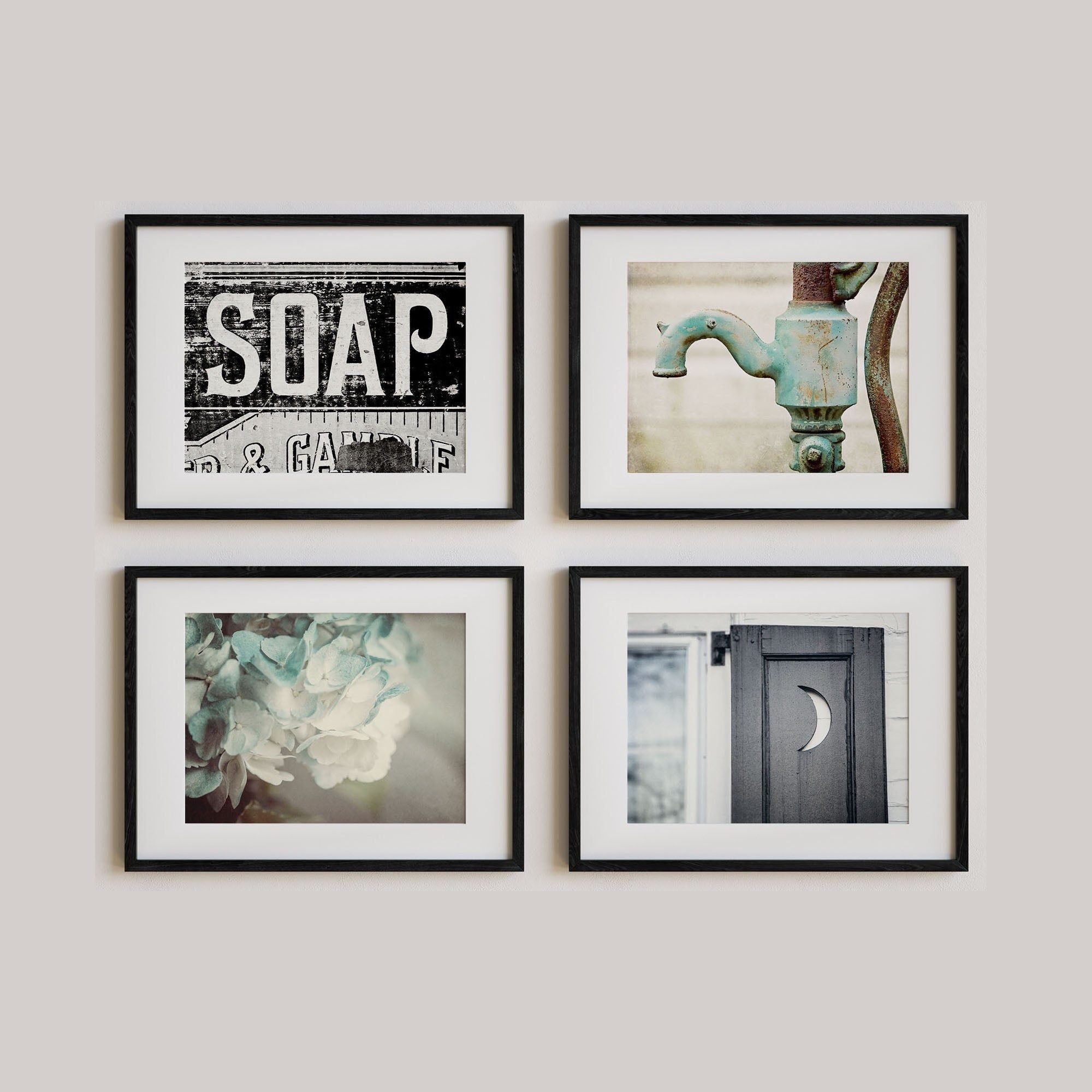 Black and White Bathroom Wall Decor Farmhouse Style Art Print