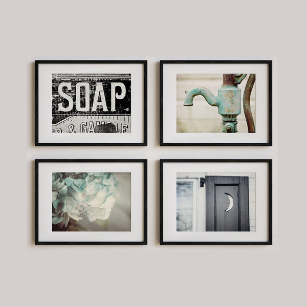 Lisa Russo Fine Art Bathroom & Laundry Room Farmhouse Bathroom | Black and White