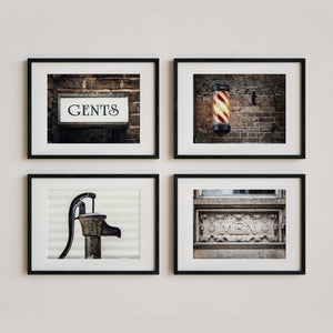 Lisa Russo Fine Art Bathroom & Laundry Room Gentleman's Bathroom Decor | Art Prints Set of 4