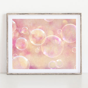 Lisa Russo Fine Art Bathroom & Laundry Room Girls Pink Abstract Bubbles Print - Bright and Playful Bathroom Decor