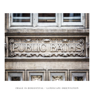 Lisa Russo Fine Art Bathroom & Laundry Room London | Industrial Public Baths Sign